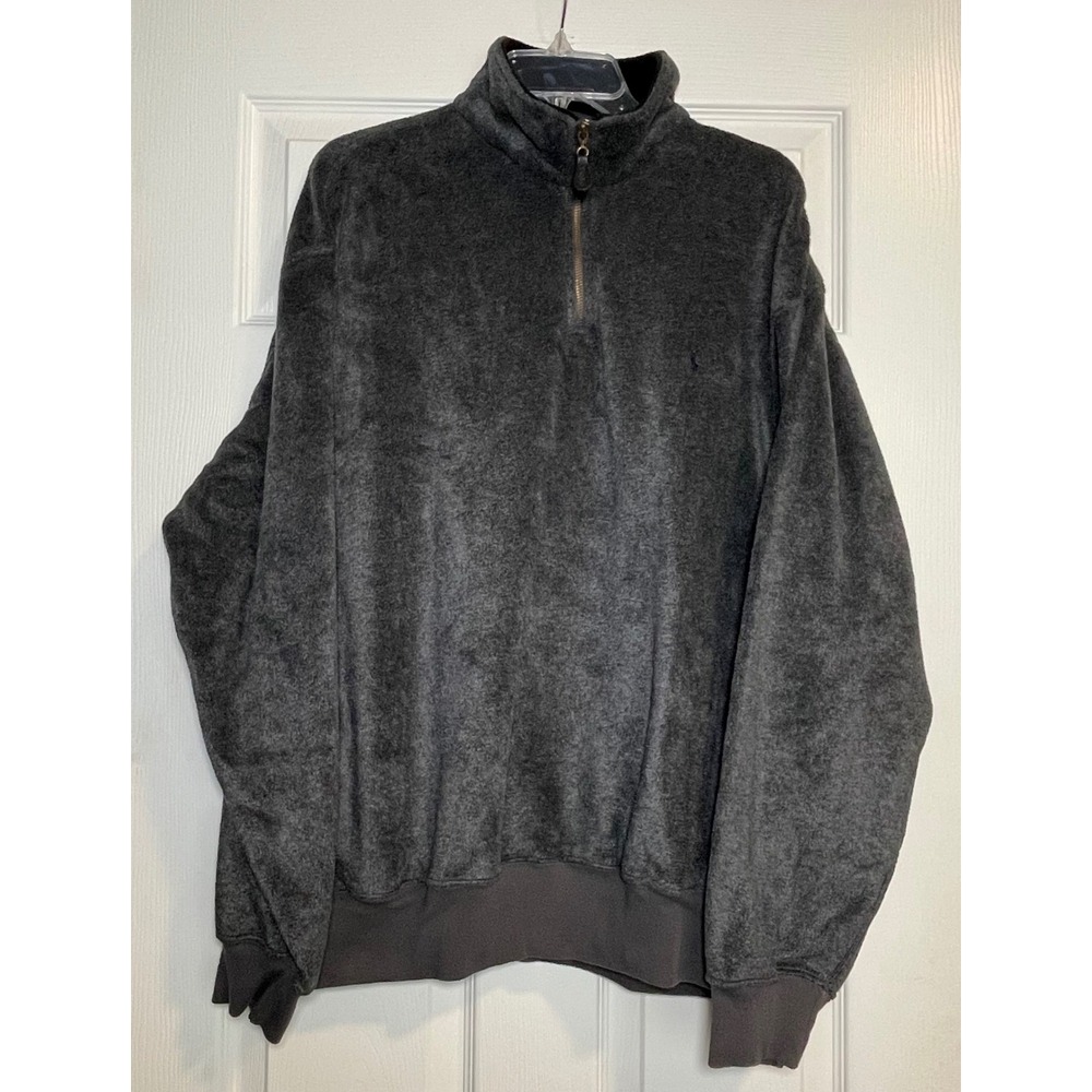 Polo Ralph Lauren Mens Charcoal Fleece Quarter Large Zip Pullover Sweatshirt New
